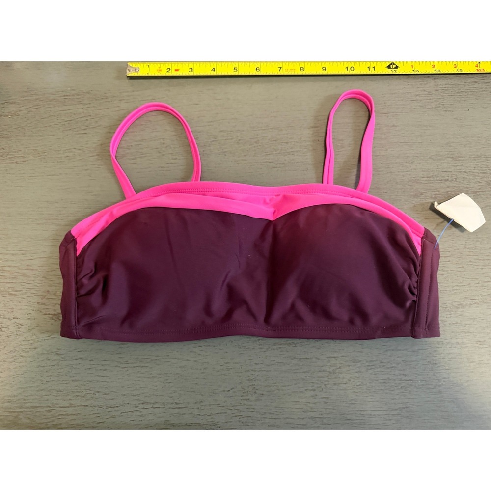Kona Sol Womens Medium Bikini Top Burgundy Pink Bandeau Adjustable Straps NWOT